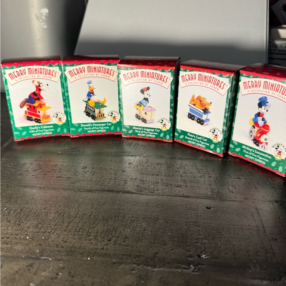 DISNEY MICKEY EXPRESS Merry Miniatures: Hallmark 1998 Complete Set of 5 NIB